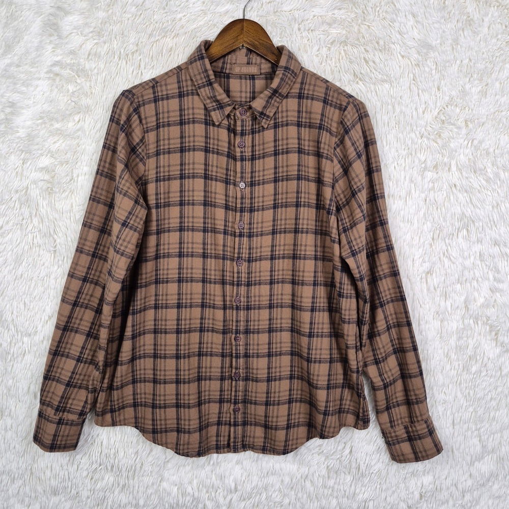 CP Shades Brown Plaid Cotton Button Down Shirt Long Sleeve‎ Mens S Sustainable